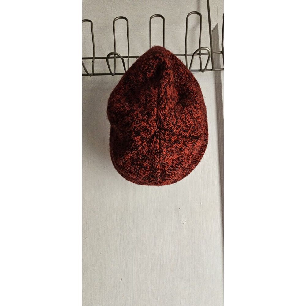 Vtg Eddie Bauer Knit Outerwear Wool Nylon Blend Flat Cap USA made M/L red/black